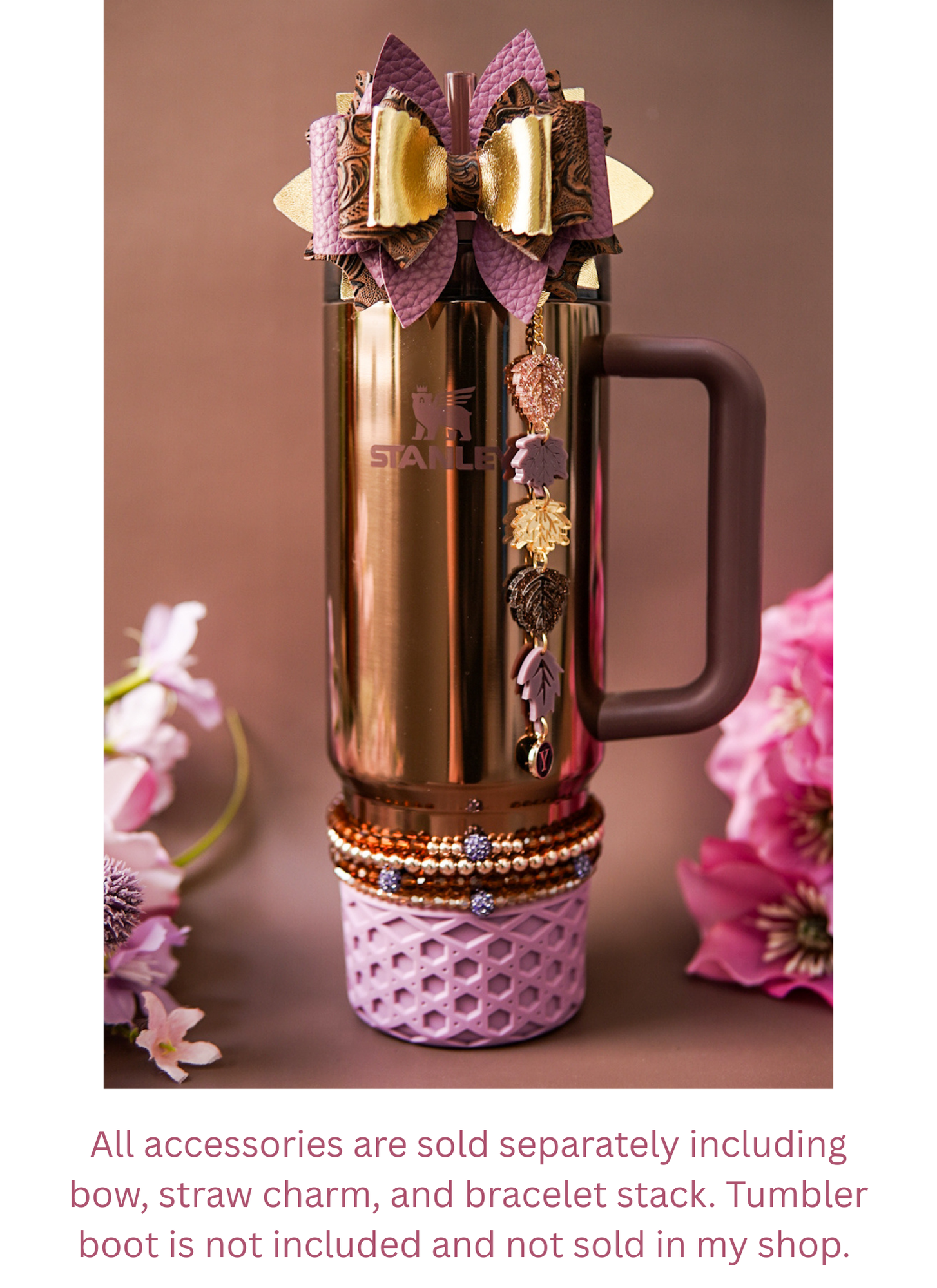 Rose Gold Fall Foliage Tumbler Charm