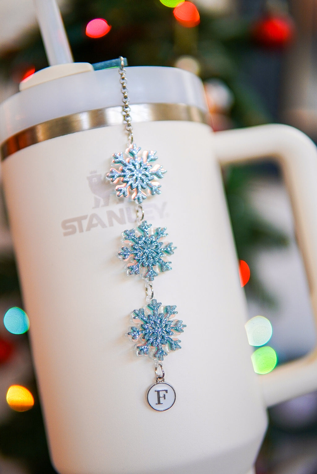 Iridescent Snowflake Tumbler Charm