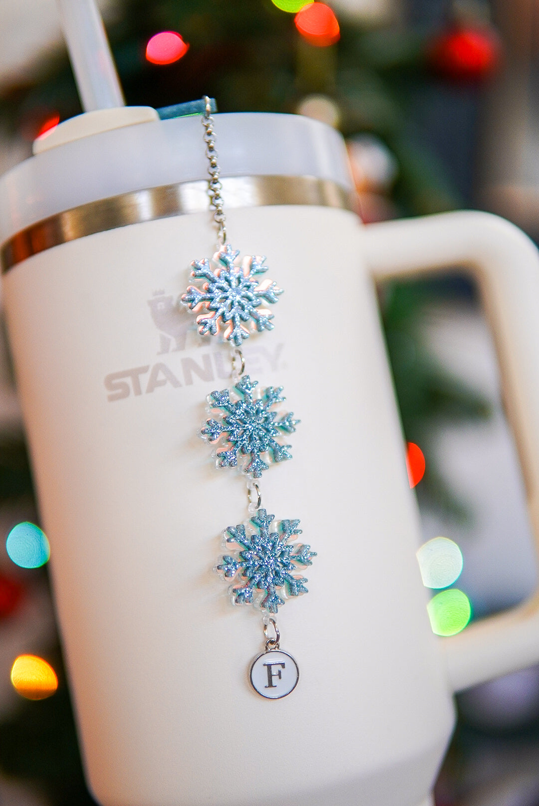 Iridescent Snowflake Tumbler Charm