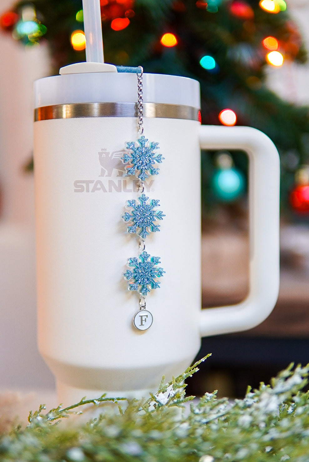 Iridescent Snowflake Tumbler Charm