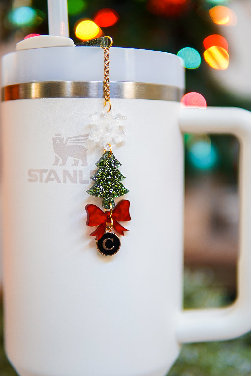Christmas Tree Bow Tumbler Charm