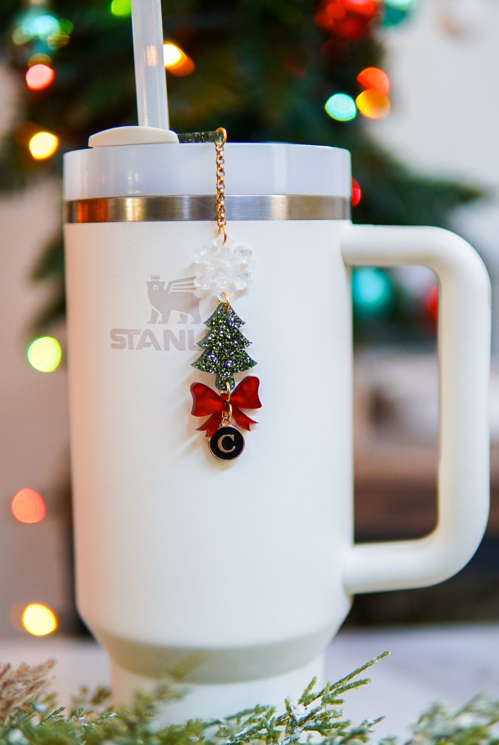 Christmas Tree Bow Tumbler Charm