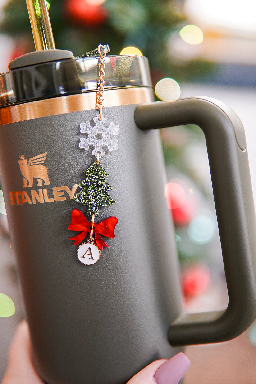 Christmas Tree Bow Tumbler Charm