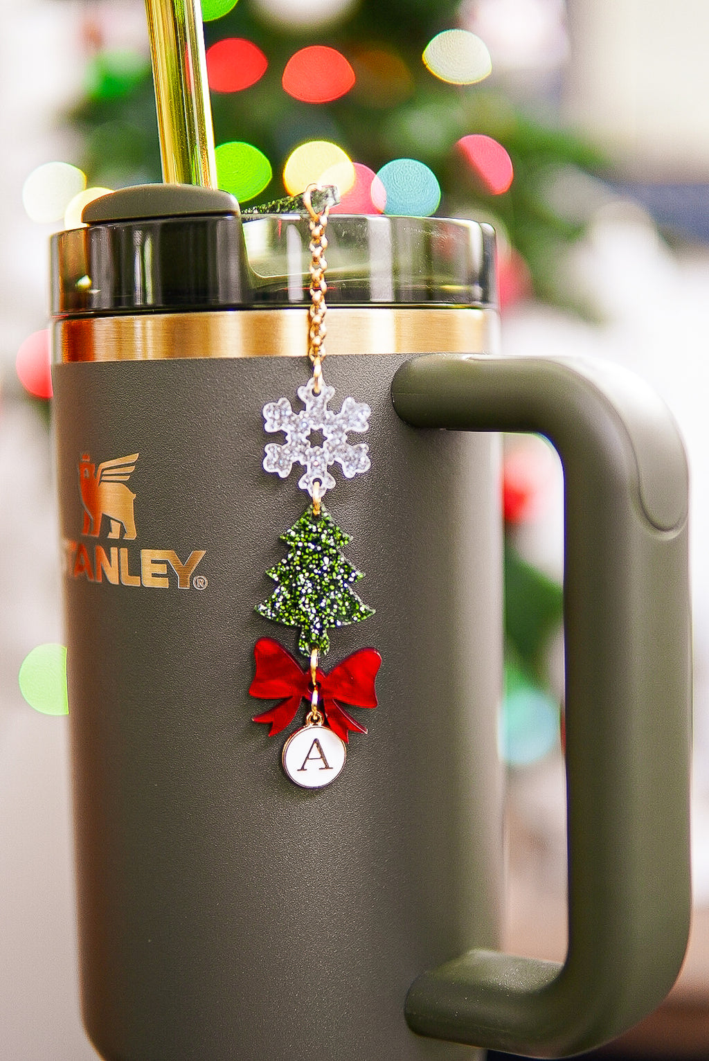 Christmas Tree Bow Tumbler Charm