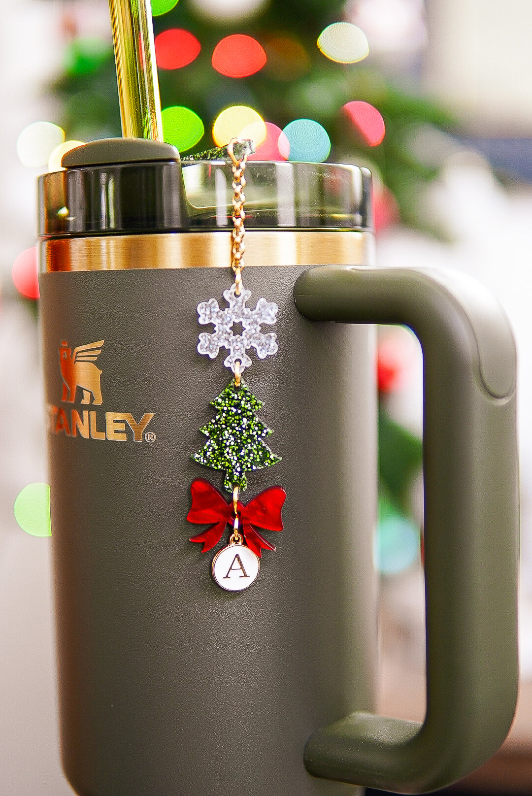 Christmas Tree Bow Tumbler Charm