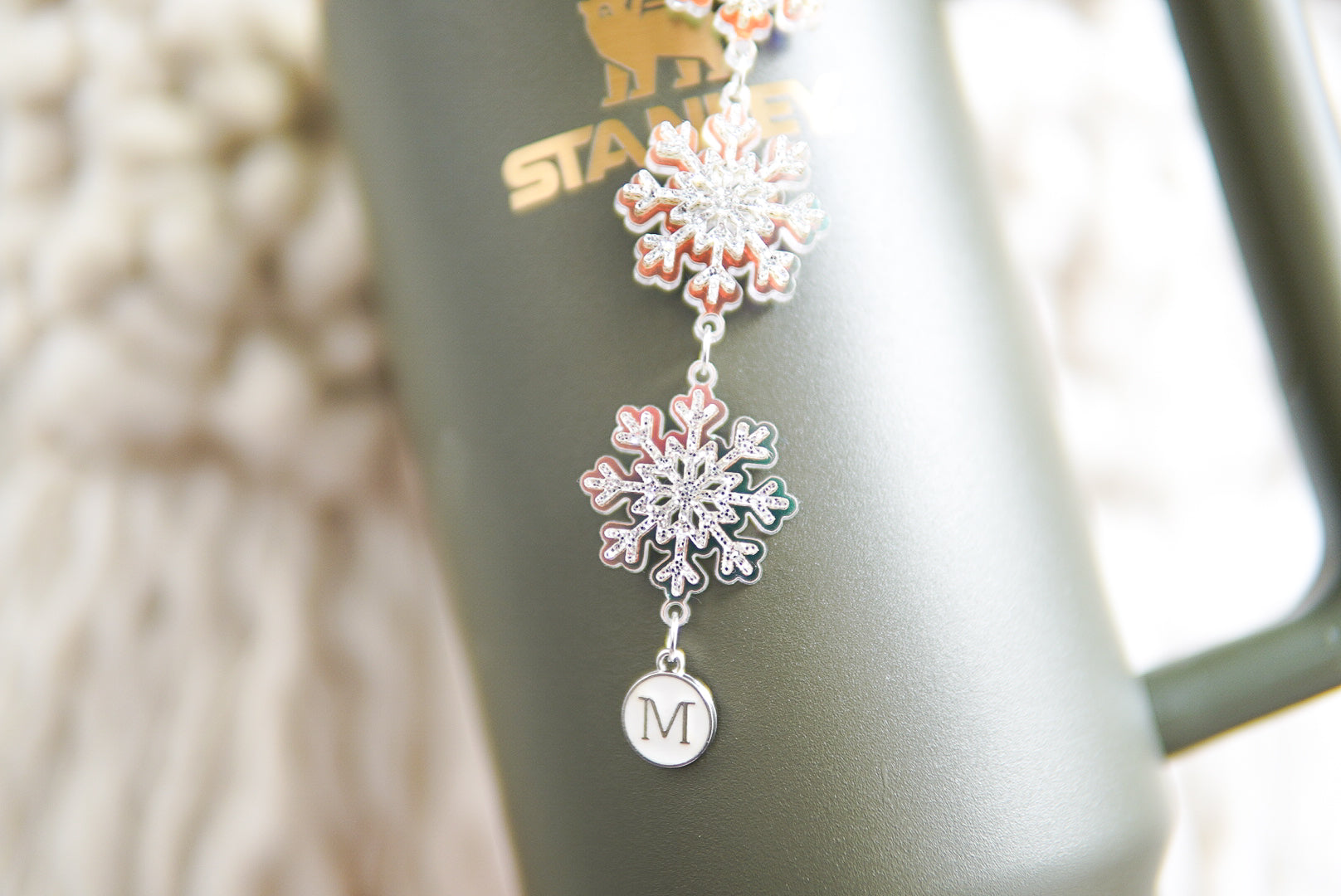 Iridescent Snowflake Tumbler Charm