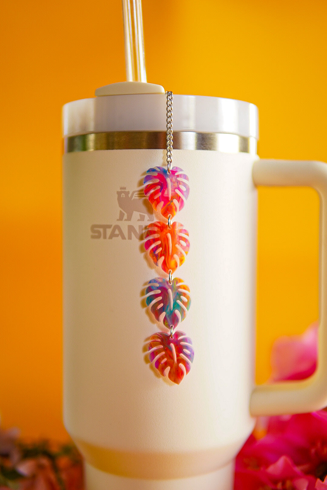 Long Tropical Monstera Tumbler Charm