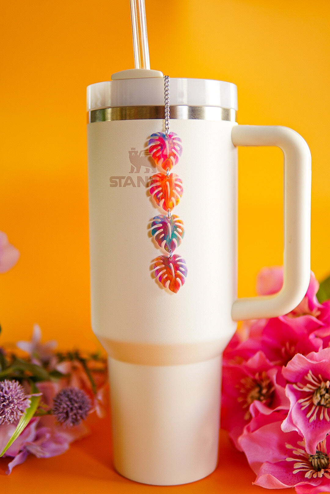 Long Tropical Monstera Tumbler Charm
