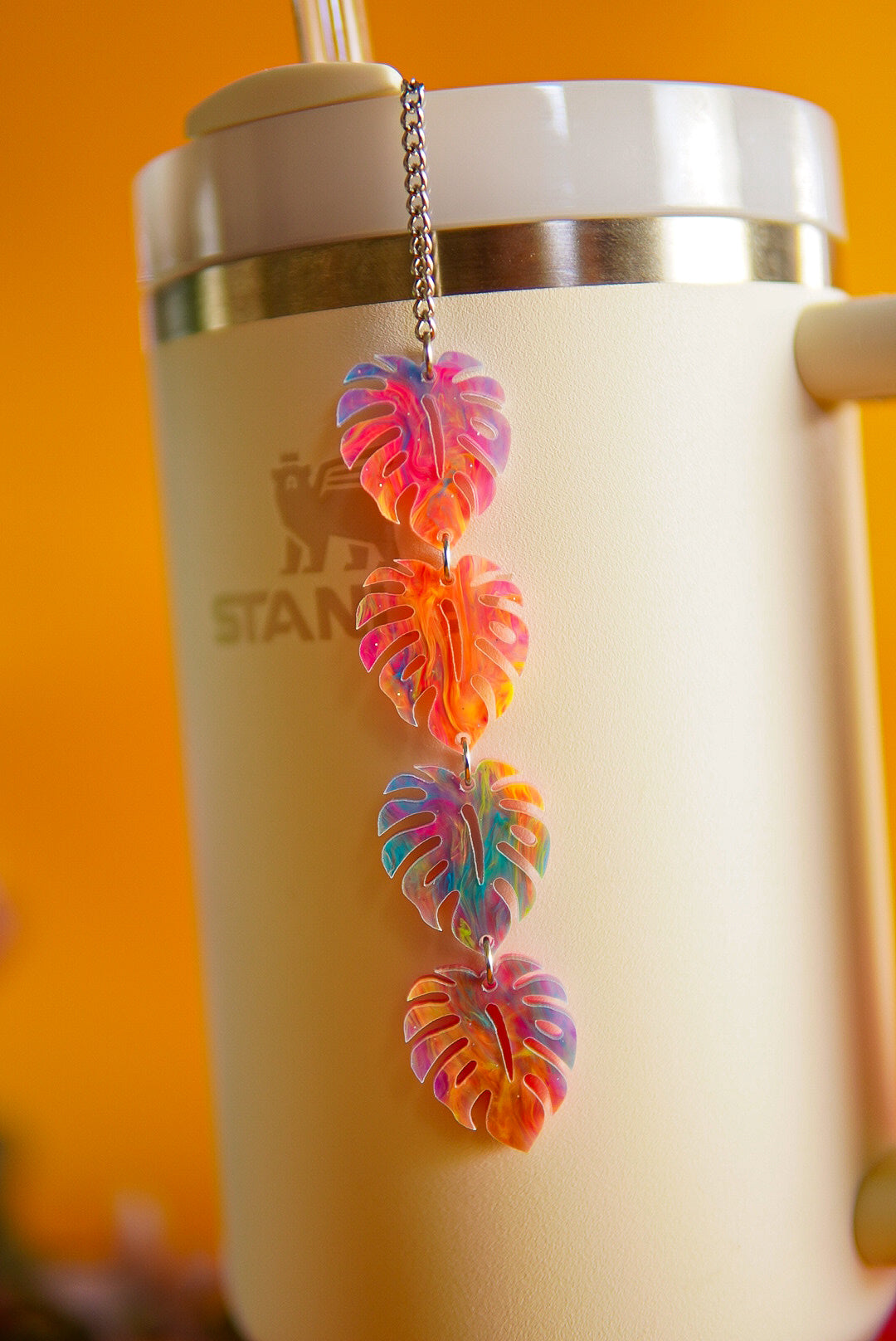 Long Tropical Monstera Tumbler Charm