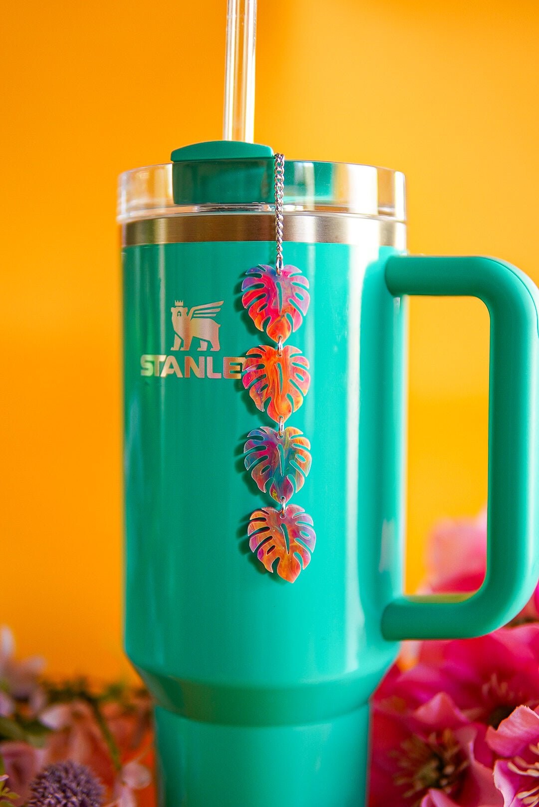 Long Tropical Monstera Tumbler Charm