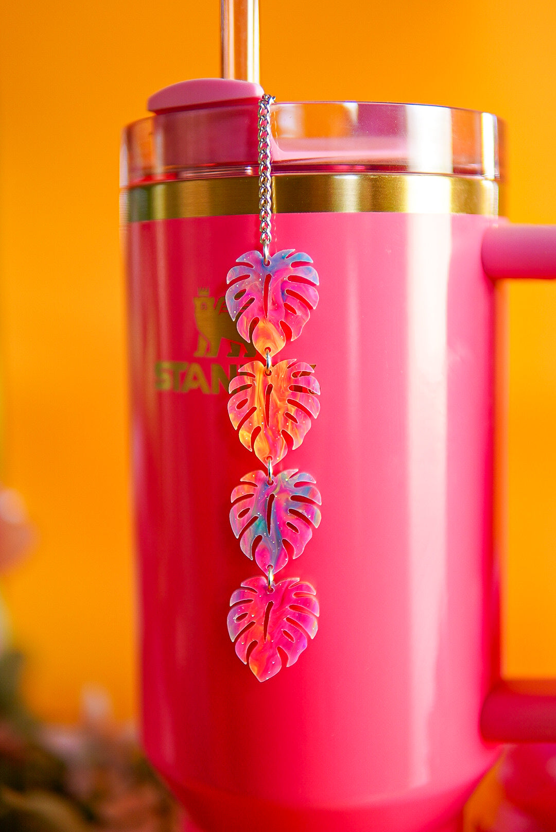 Long Tropical Monstera Tumbler Charm