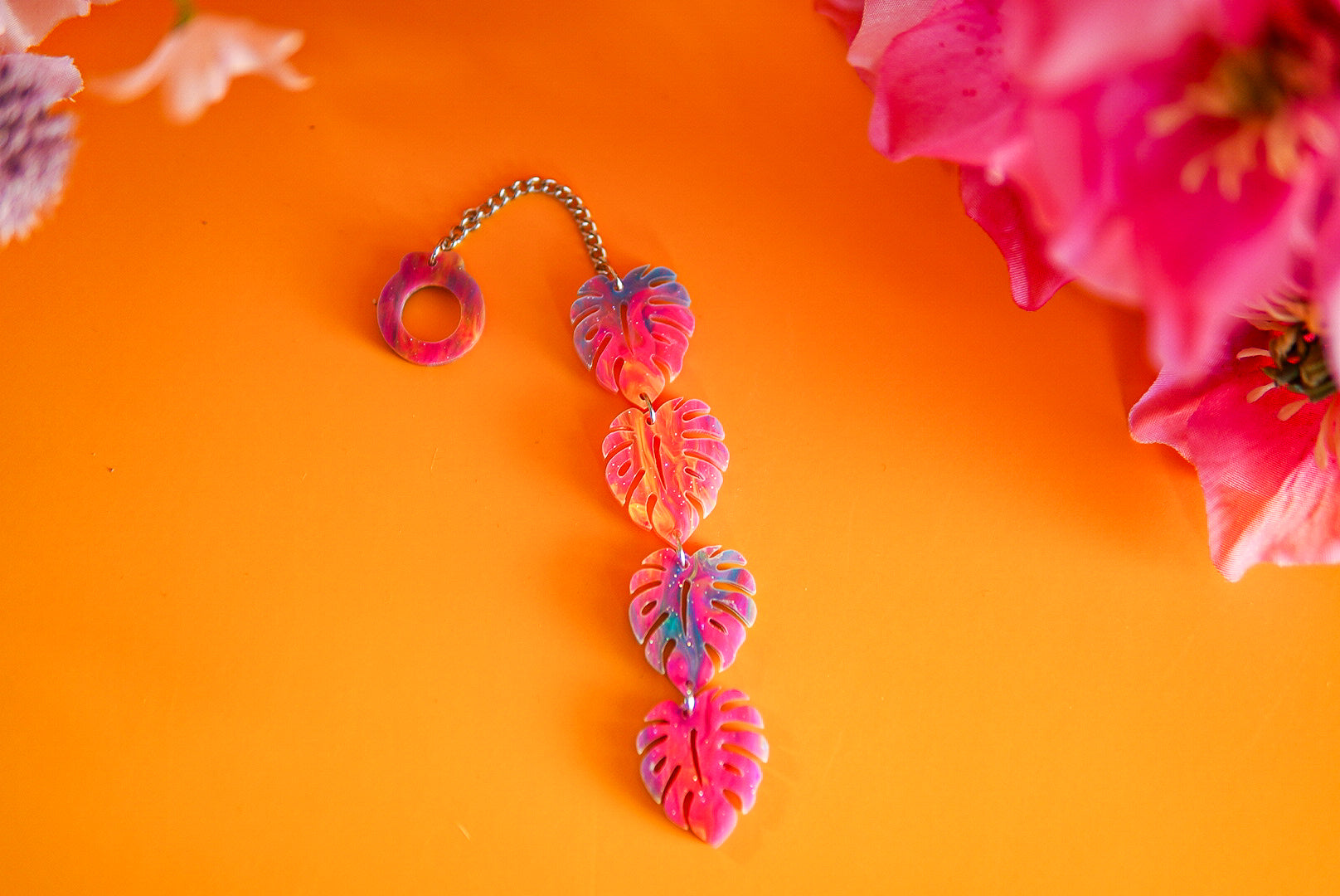 Long Tropical Monstera Tumbler Charm
