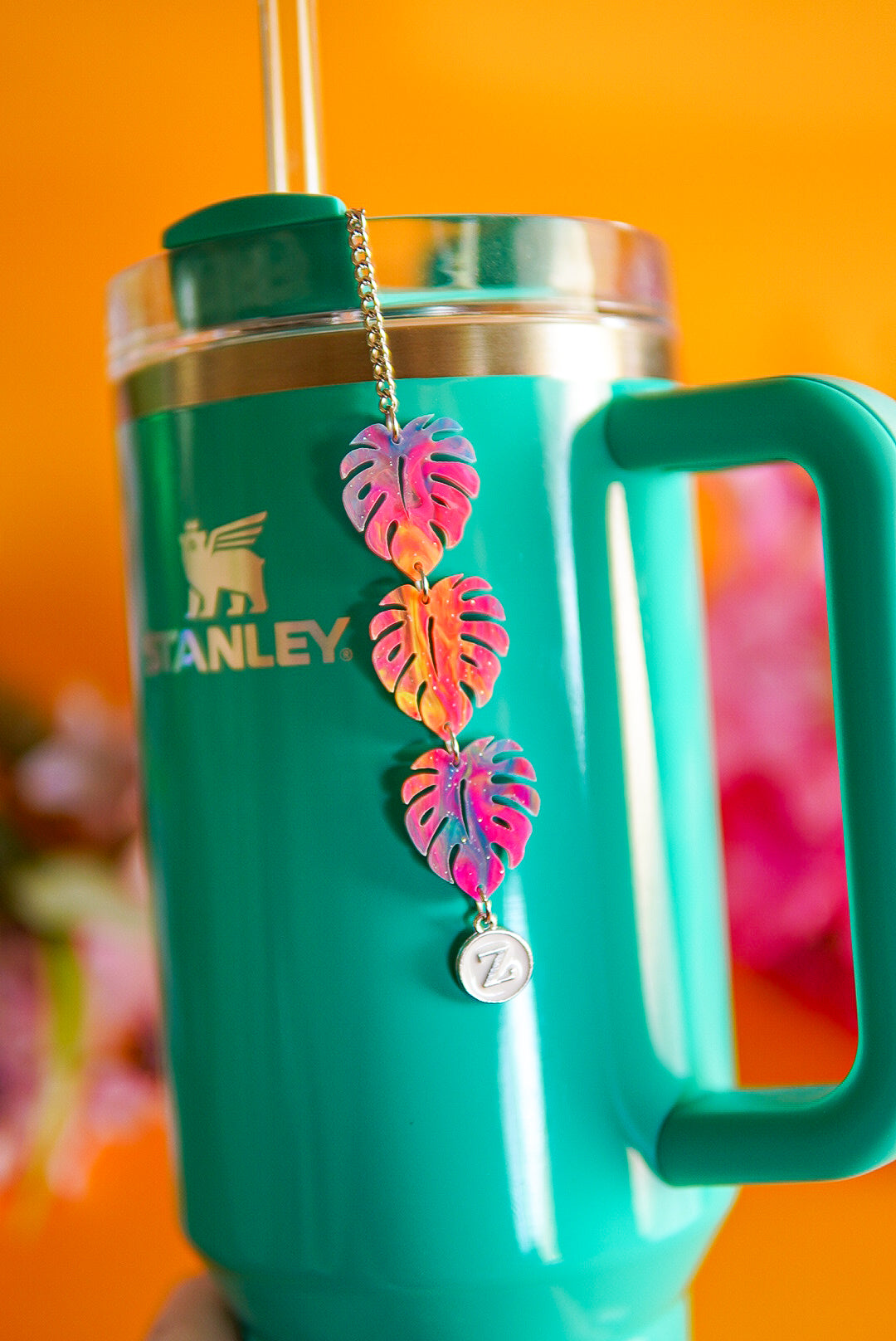 Short Tropical Monstera Tumbler Charm