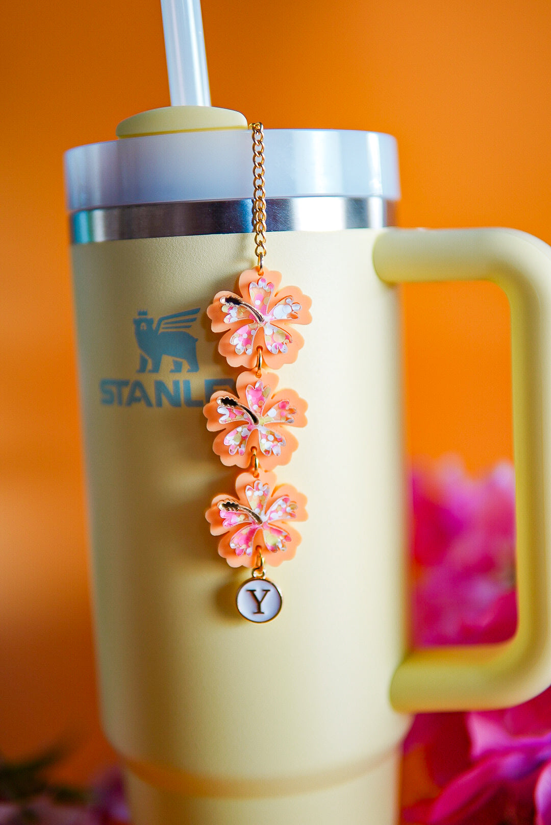 Orange Hibiscus Tumbler Charm