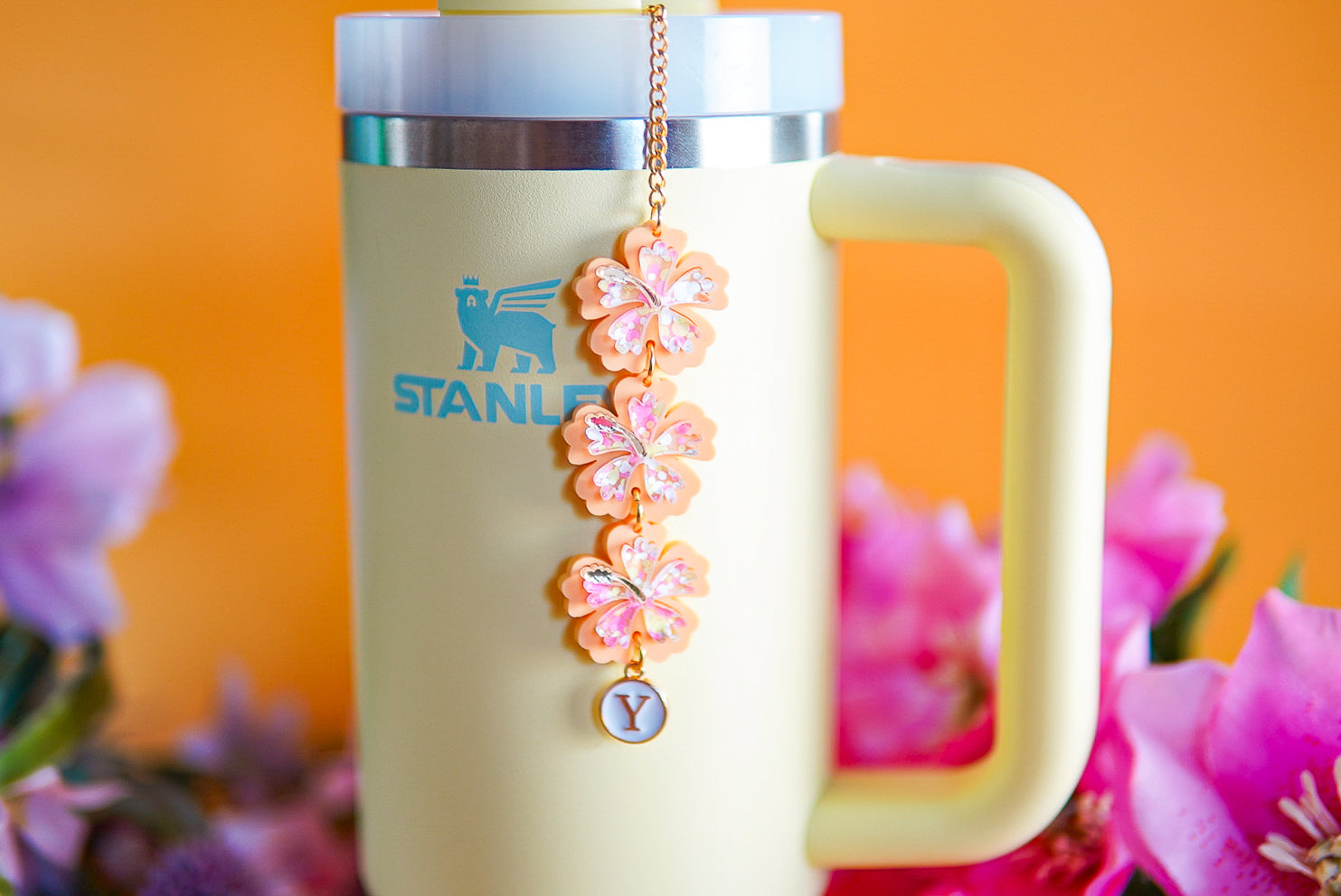 Orange Hibiscus Tumbler Charm
