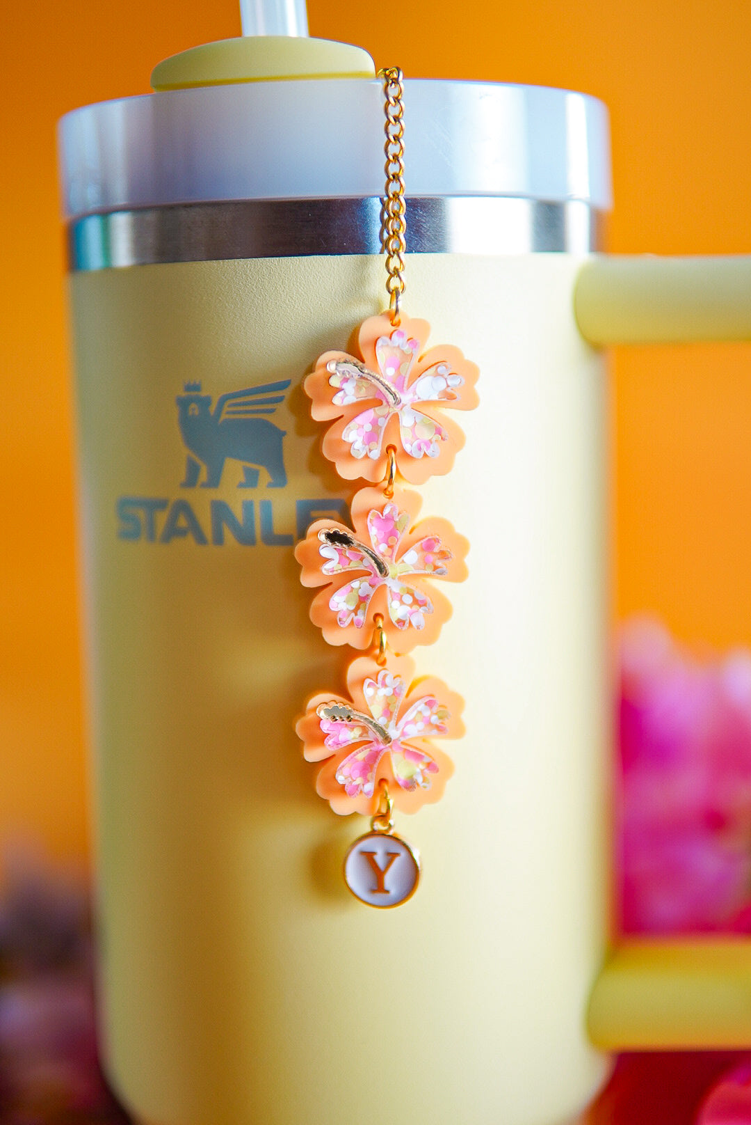 Orange Hibiscus Tumbler Charm