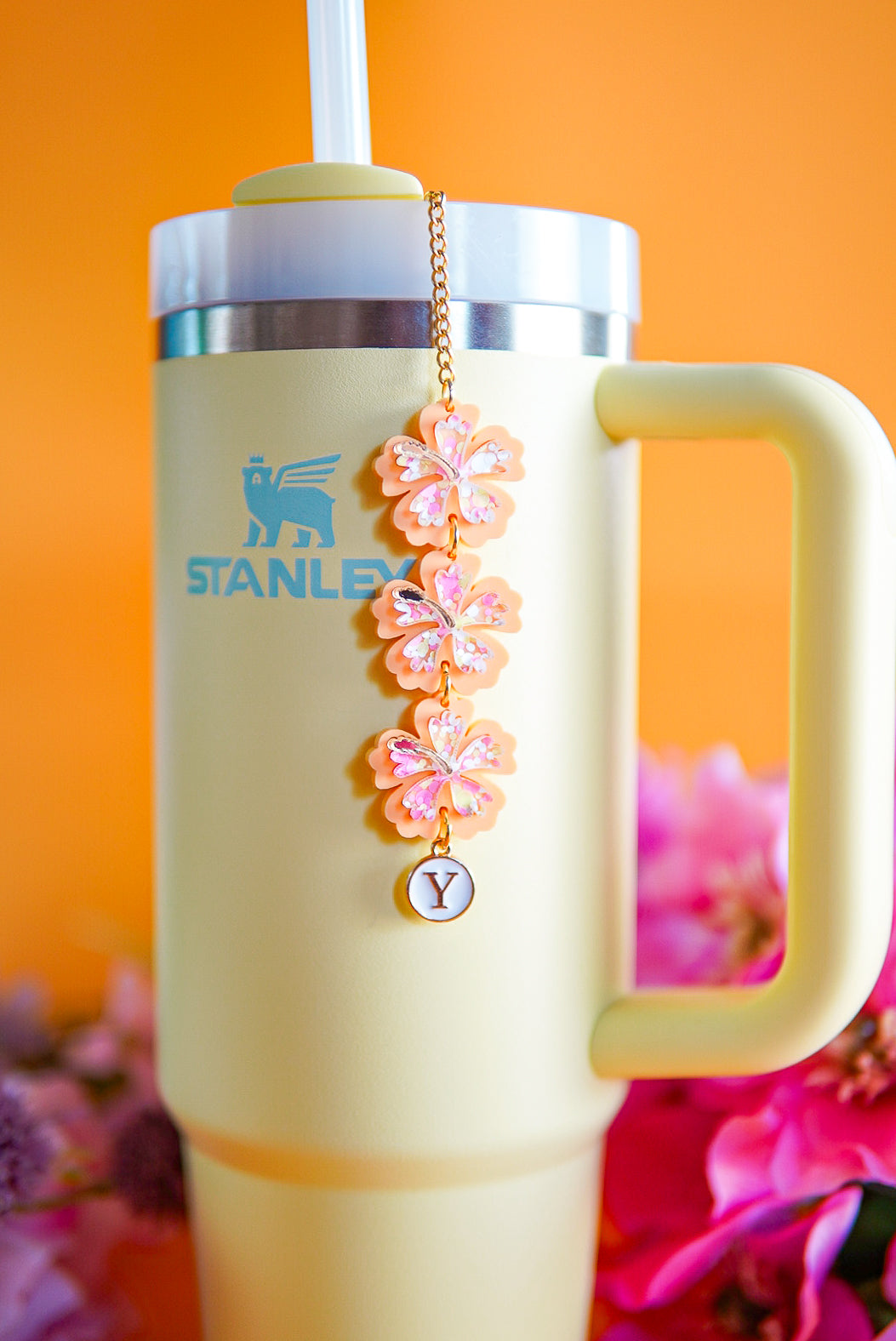 Orange Hibiscus Tumbler Charm
