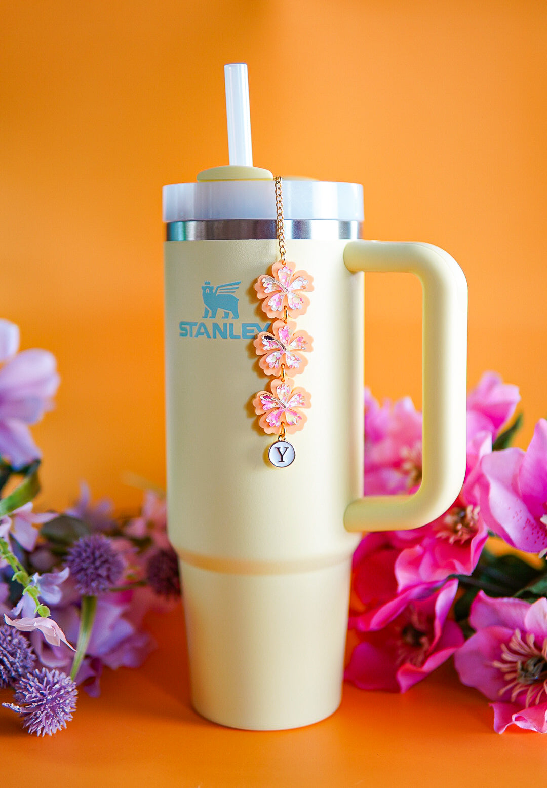 Orange Hibiscus Tumbler Charm