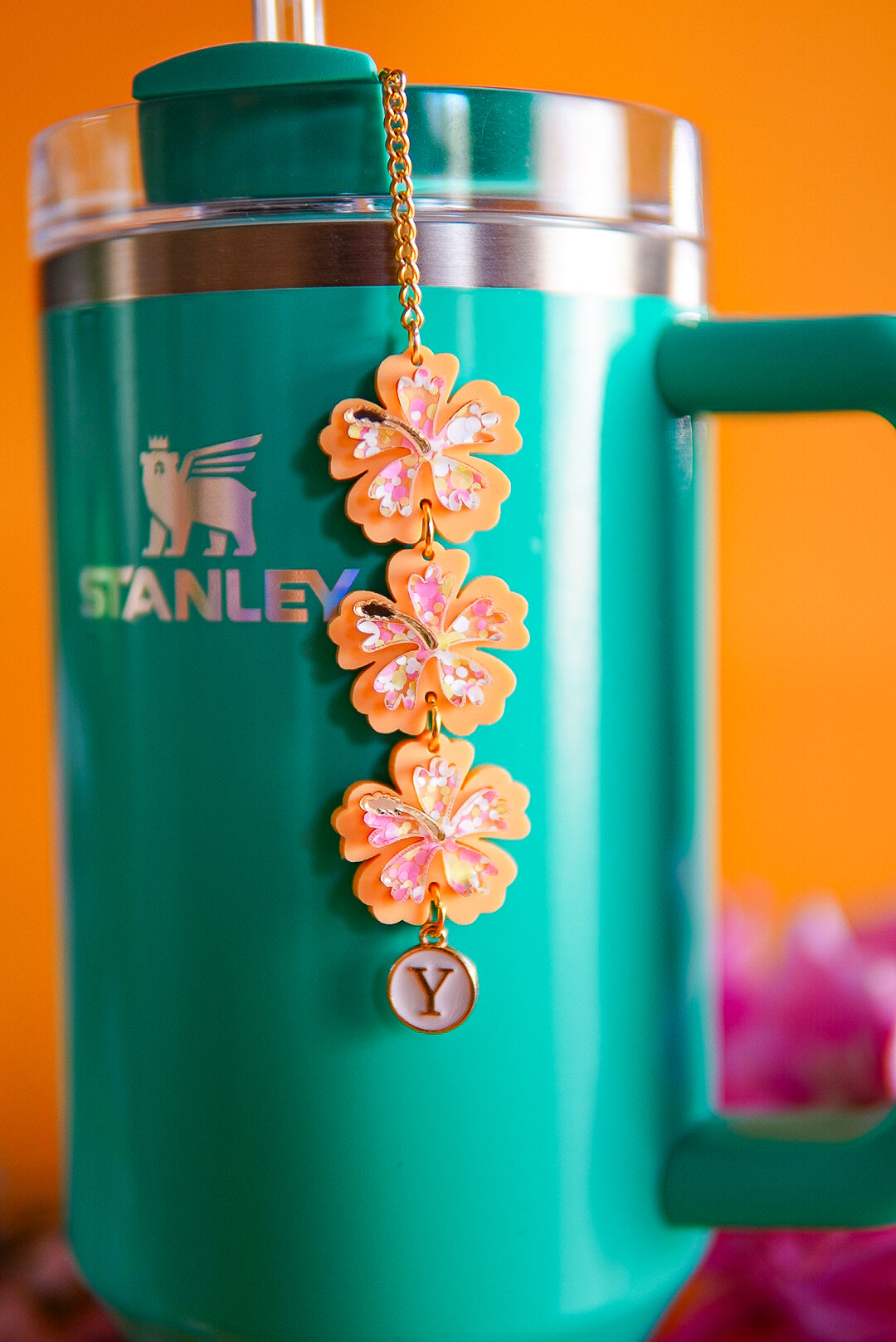 Orange Hibiscus Tumbler Charm