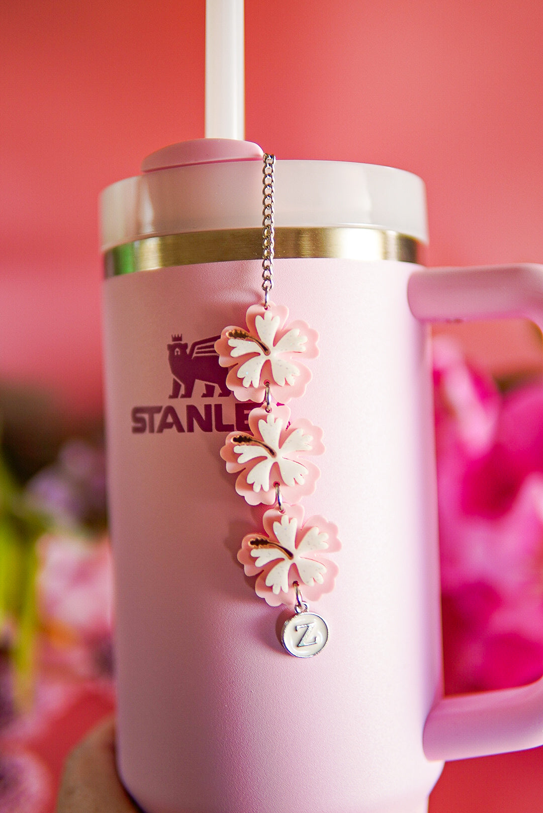 Pink Hibiscus Tumbler Charm