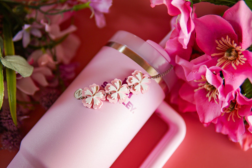 Pink Hibiscus Tumbler Charm