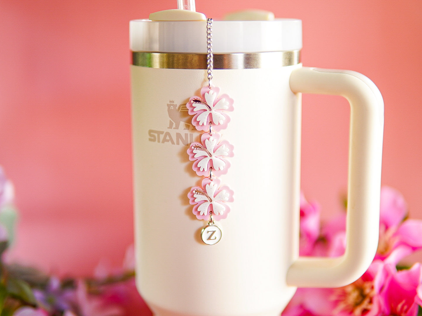 Pink Hibiscus Tumbler Charm