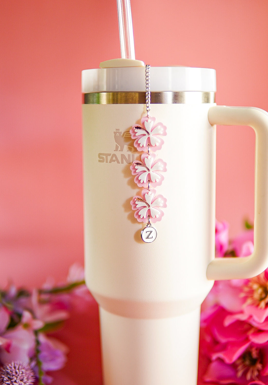 Pink Hibiscus Tumbler Charm