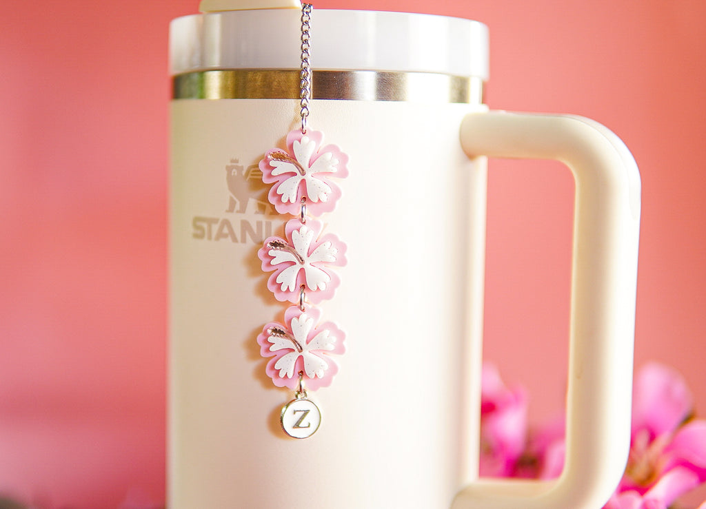 Pink Hibiscus Tumbler Charm