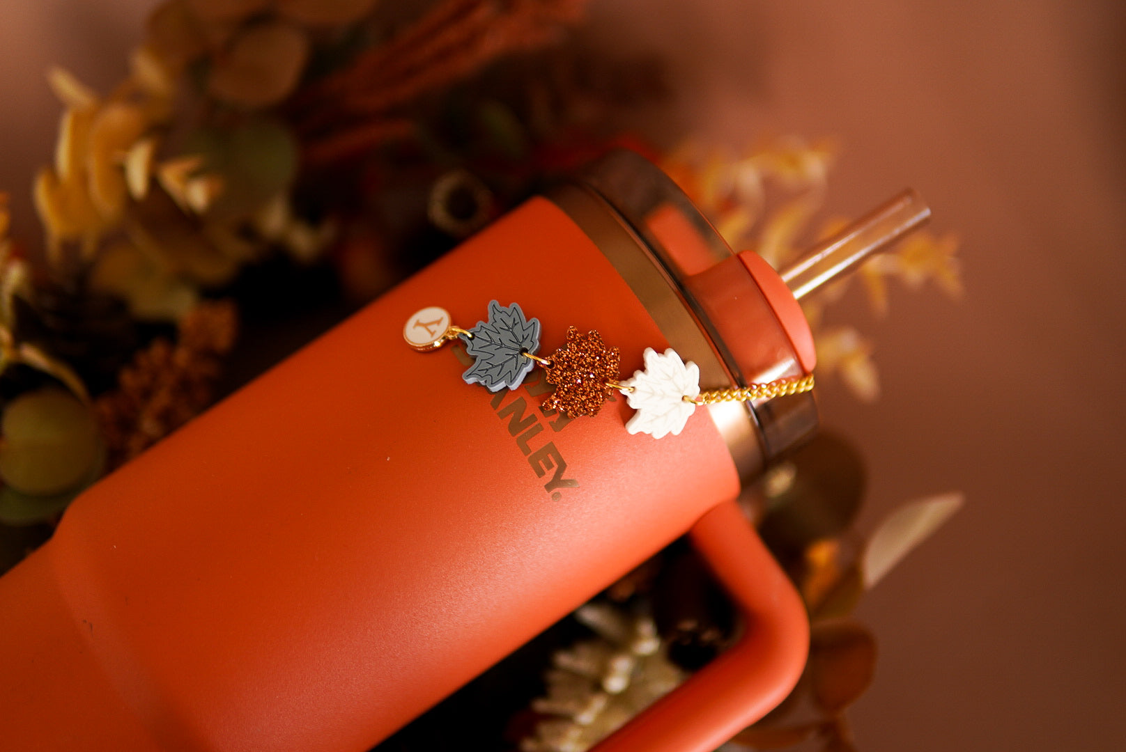 Boho Fall Leaves Tumbler Charm