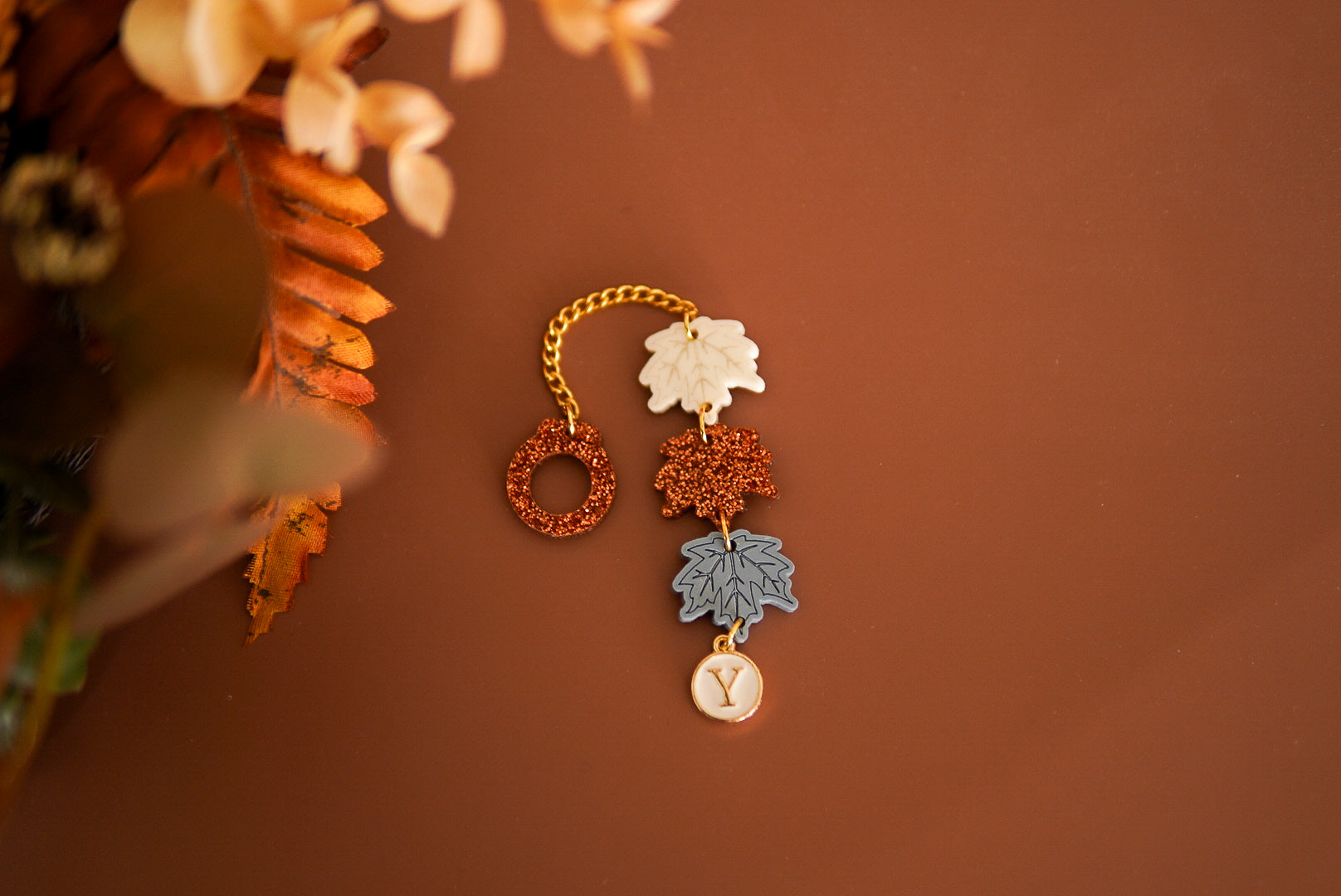 Boho Fall Leaves Tumbler Charm