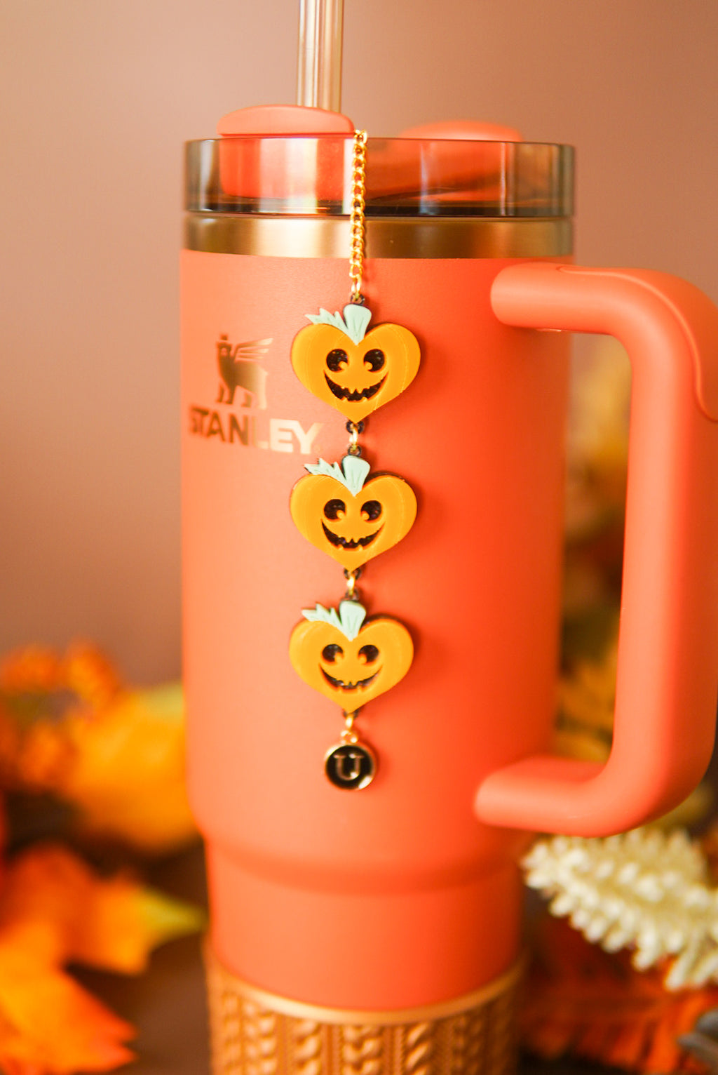 Heart Pumpkins Tumbler Charm