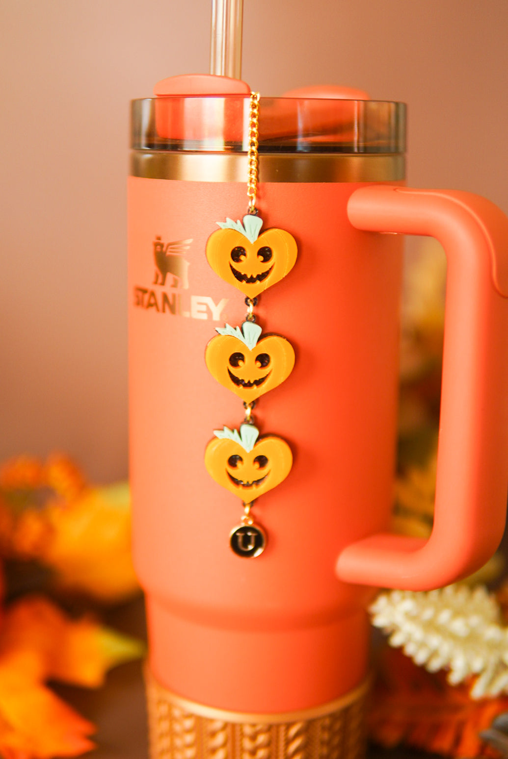 Heart Pumpkins Tumbler Charm
