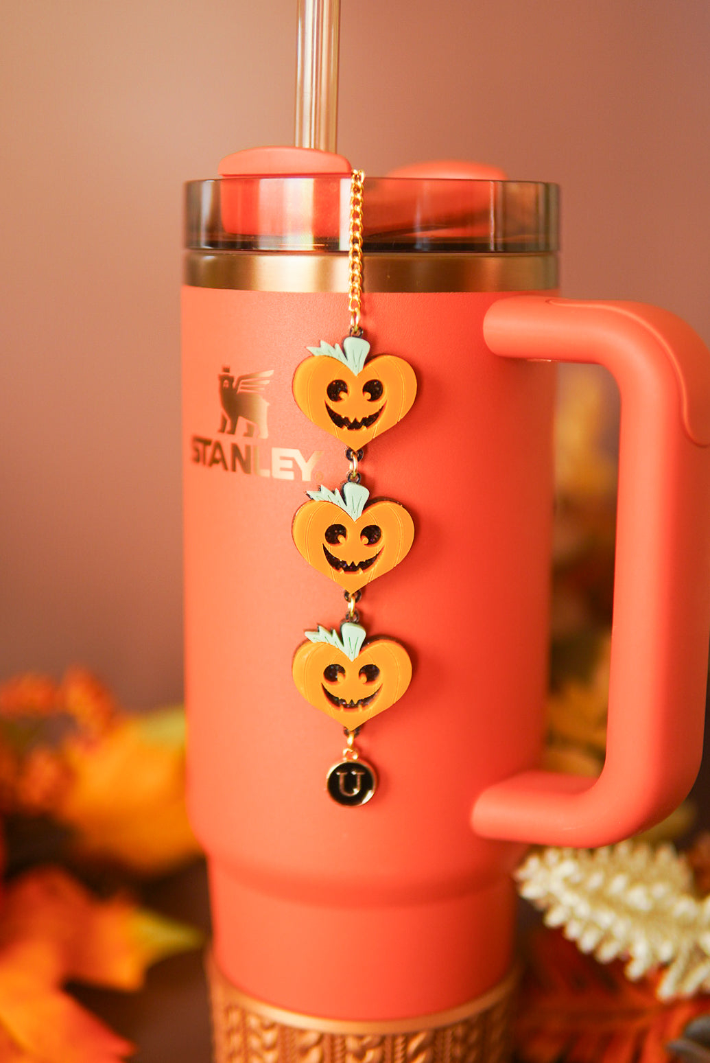 Heart Pumpkins Tumbler Charm