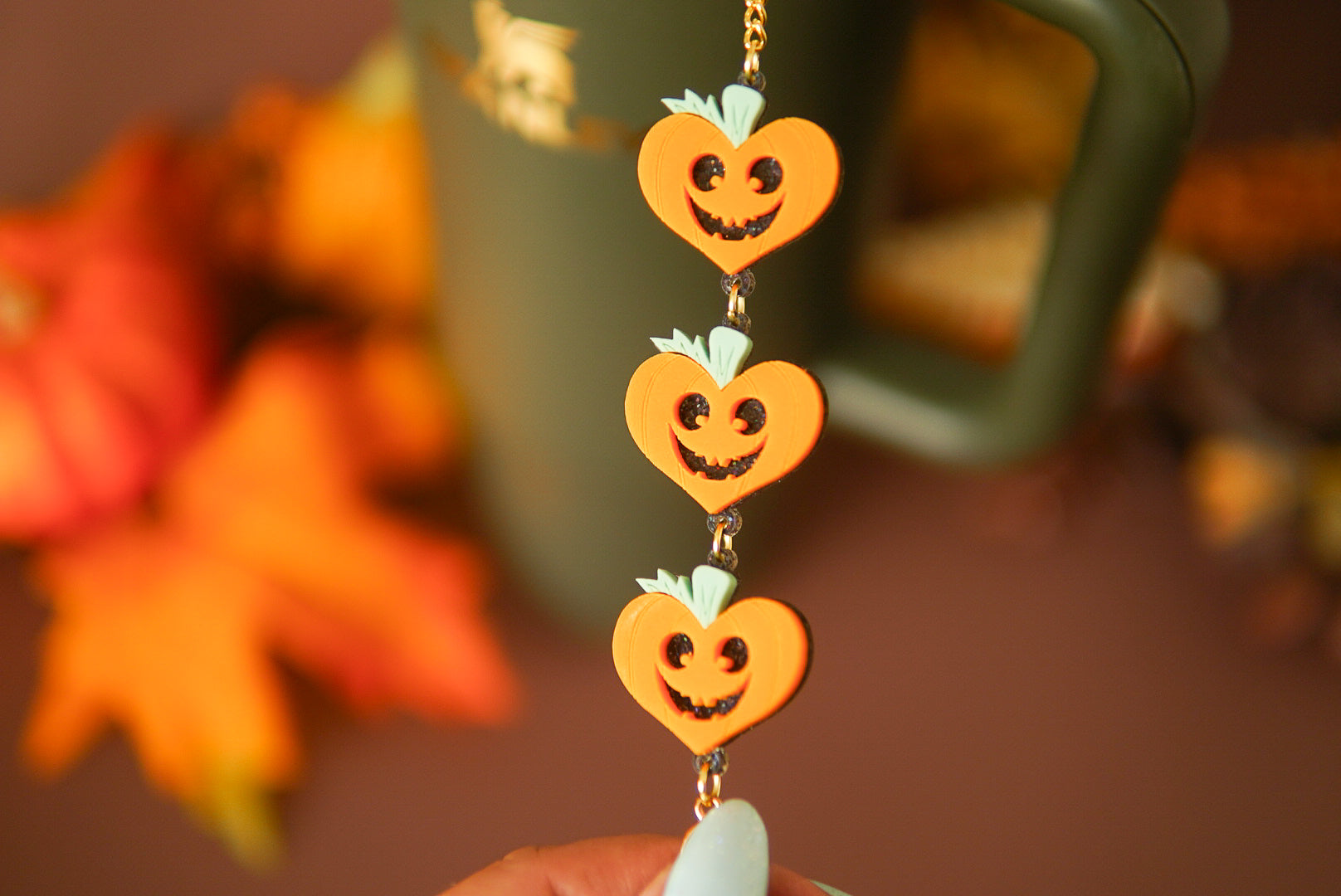 Heart Pumpkins Tumbler Charm