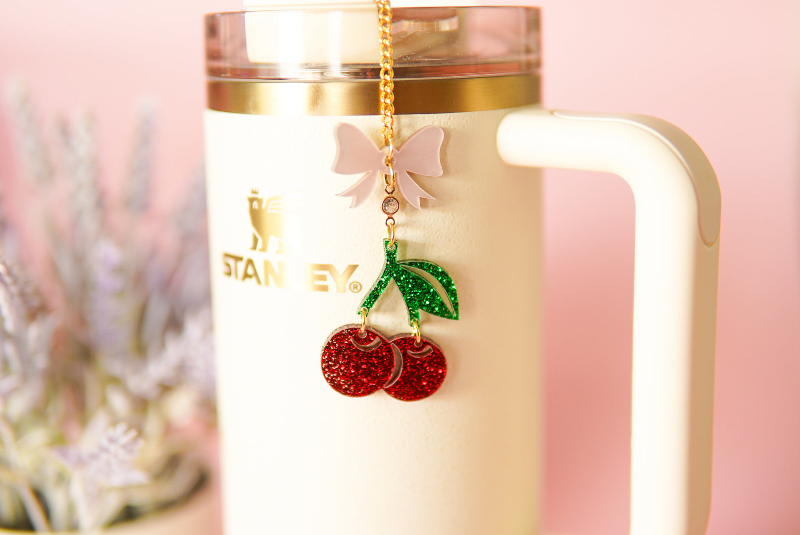 Cherry Bow Tumbler Charm