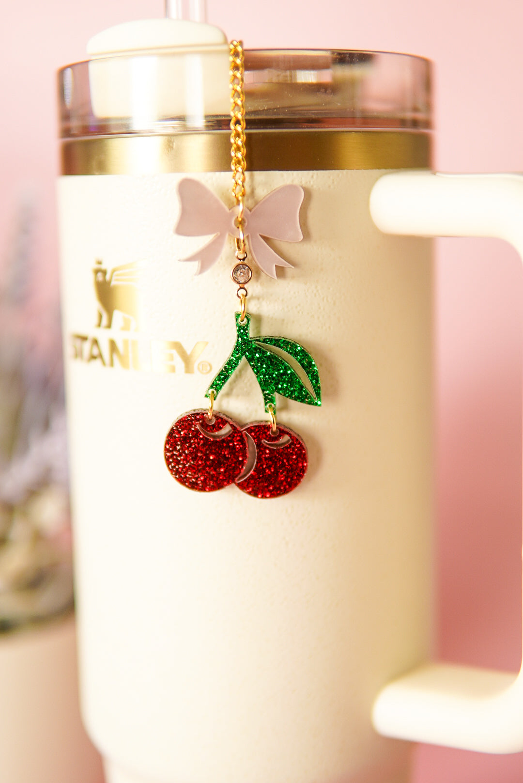 Cherry Bow Tumbler Charm