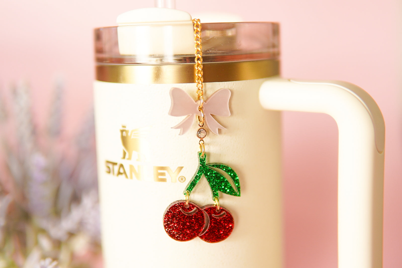 Cherry Bow Tumbler Charm