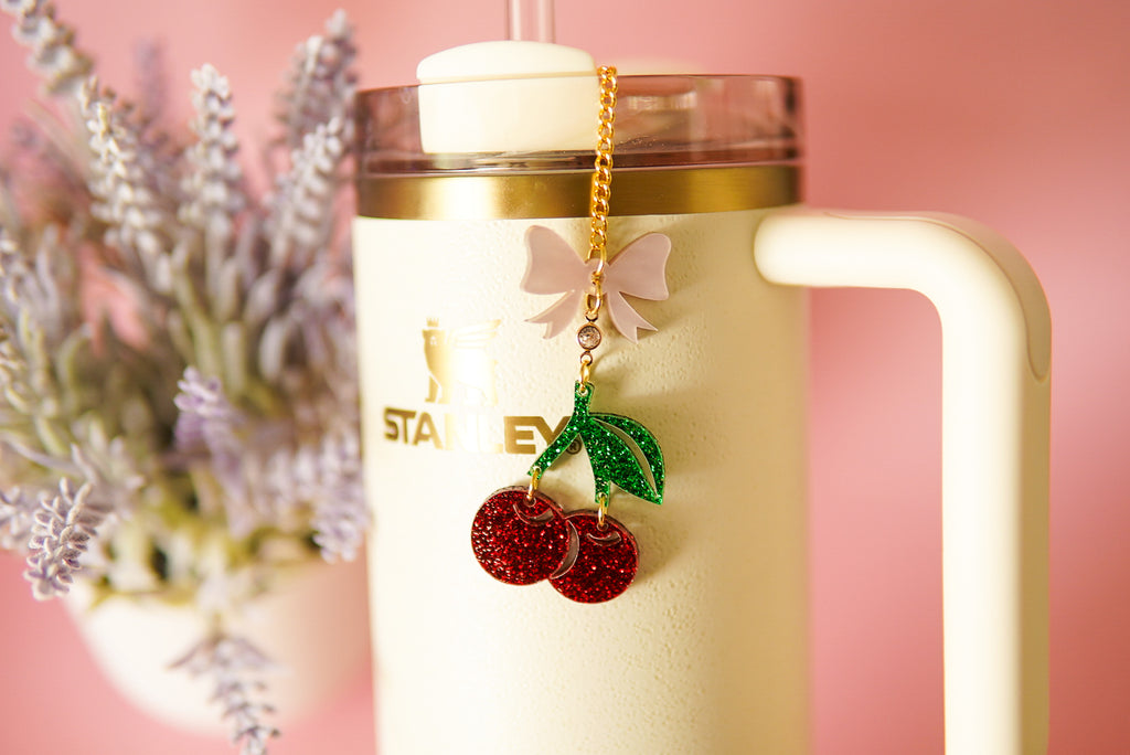 Cherry Bow Tumbler Charm