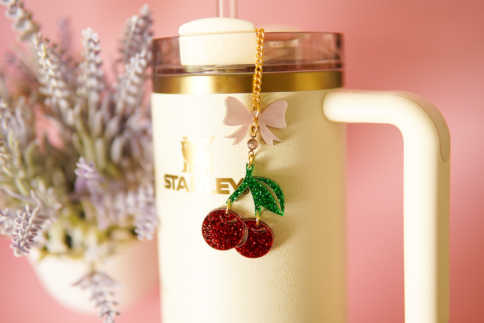 Cherry Bow Tumbler Charm