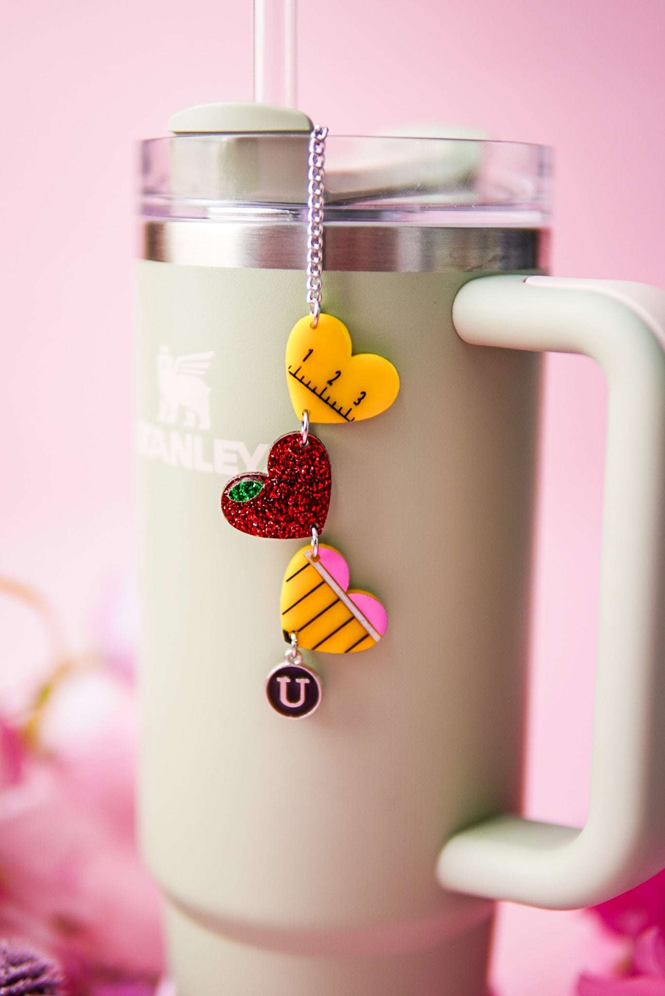 School Teacher Hearts Tumbler Charm