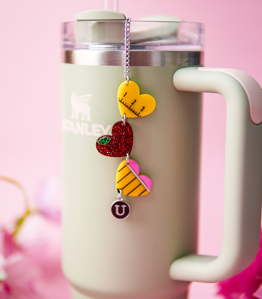 School Teacher Hearts Tumbler Charm