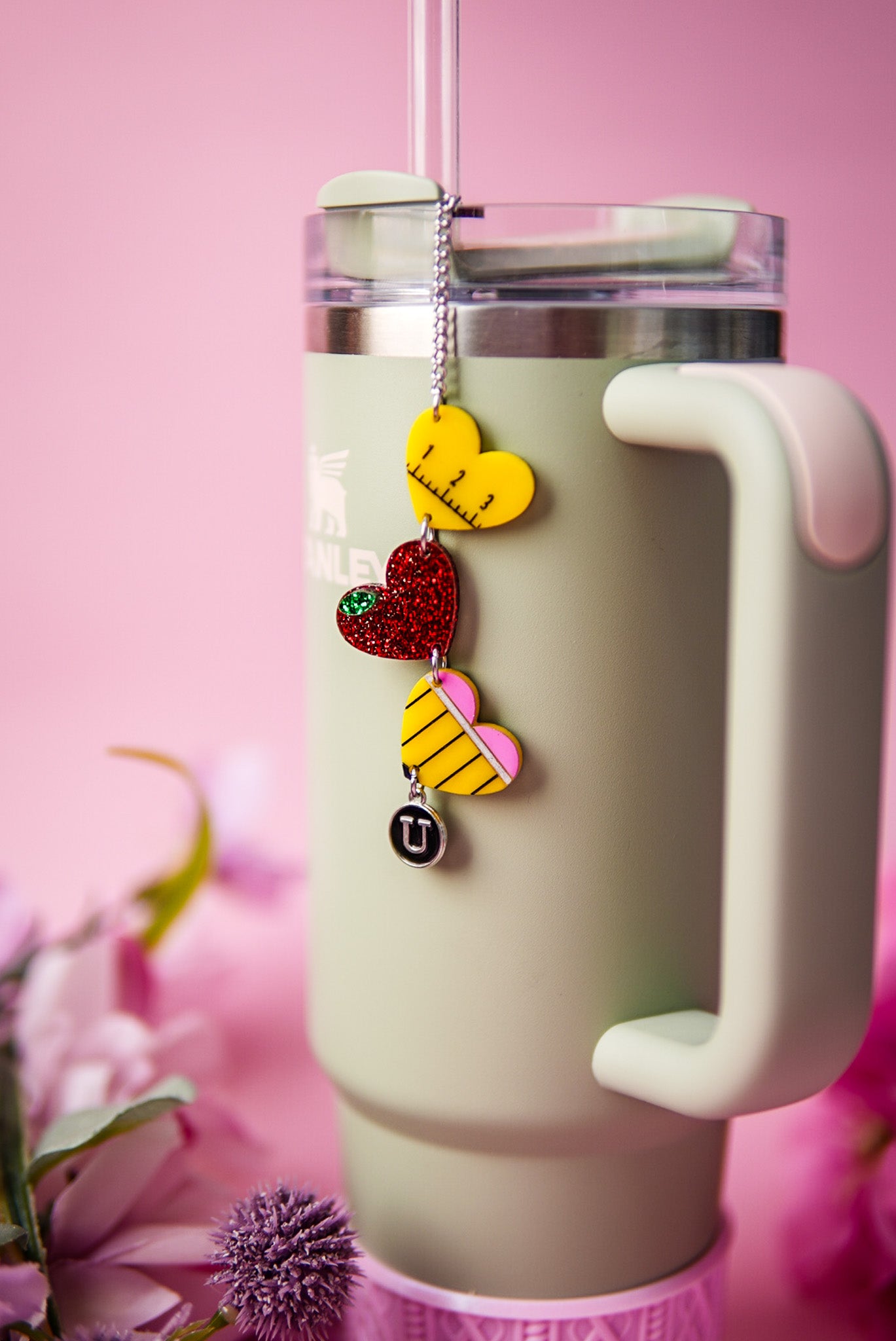 School Teacher Hearts Tumbler Charm