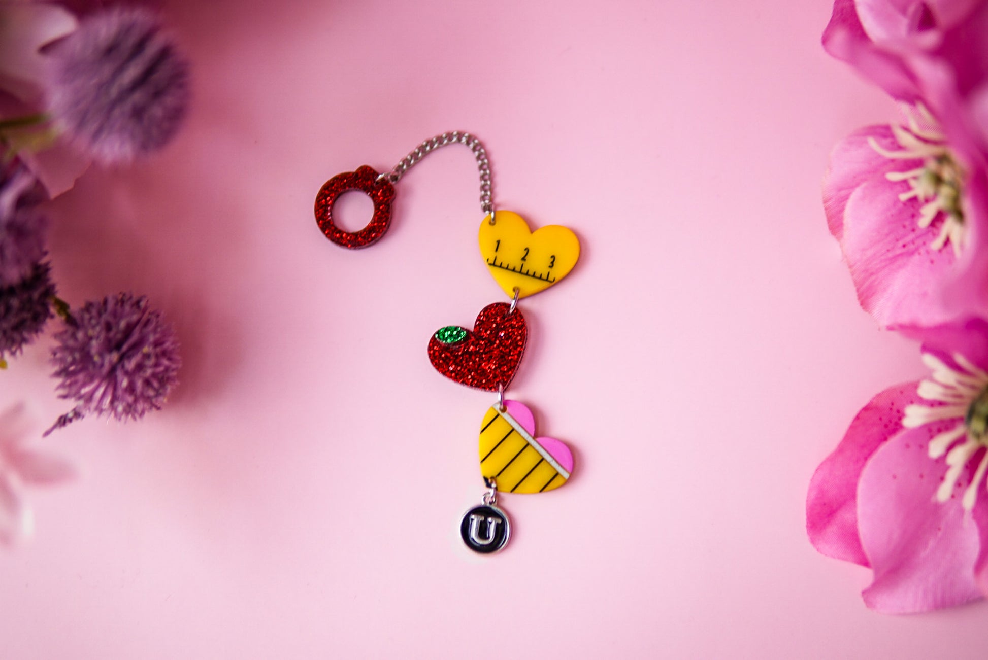 School Teacher Hearts Tumbler Charm