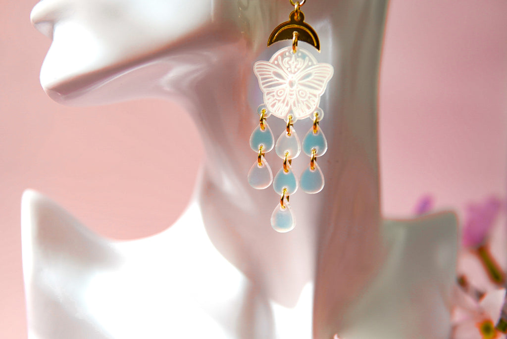 Lunar Moth Iridescent Earrings