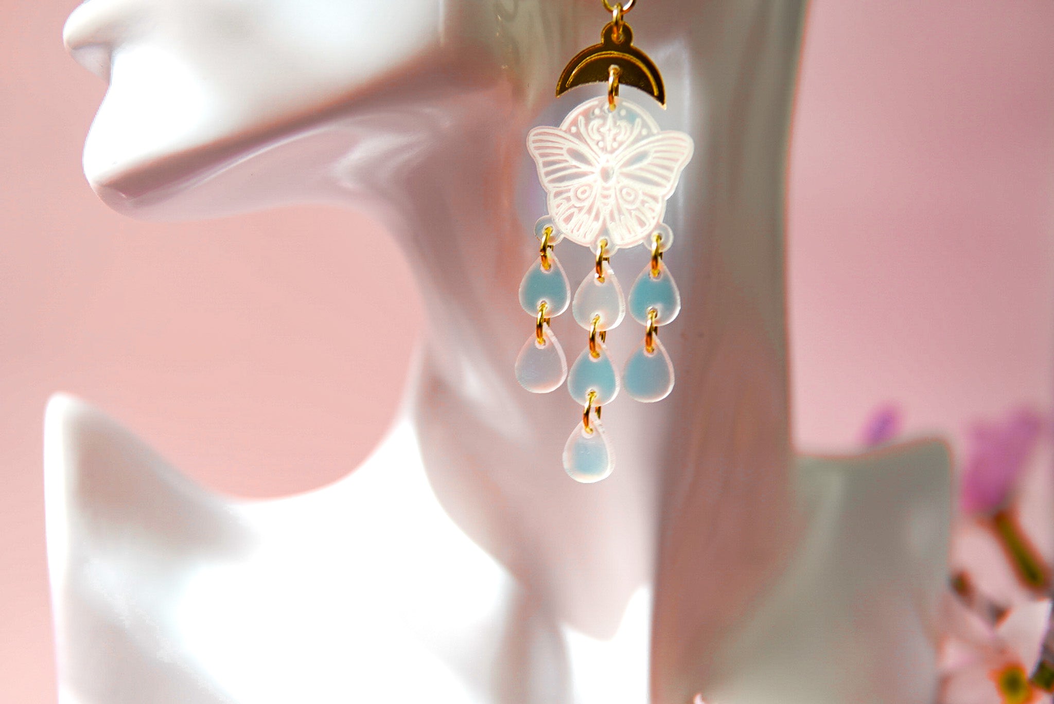 Lunar Moth Iridescent Earrings