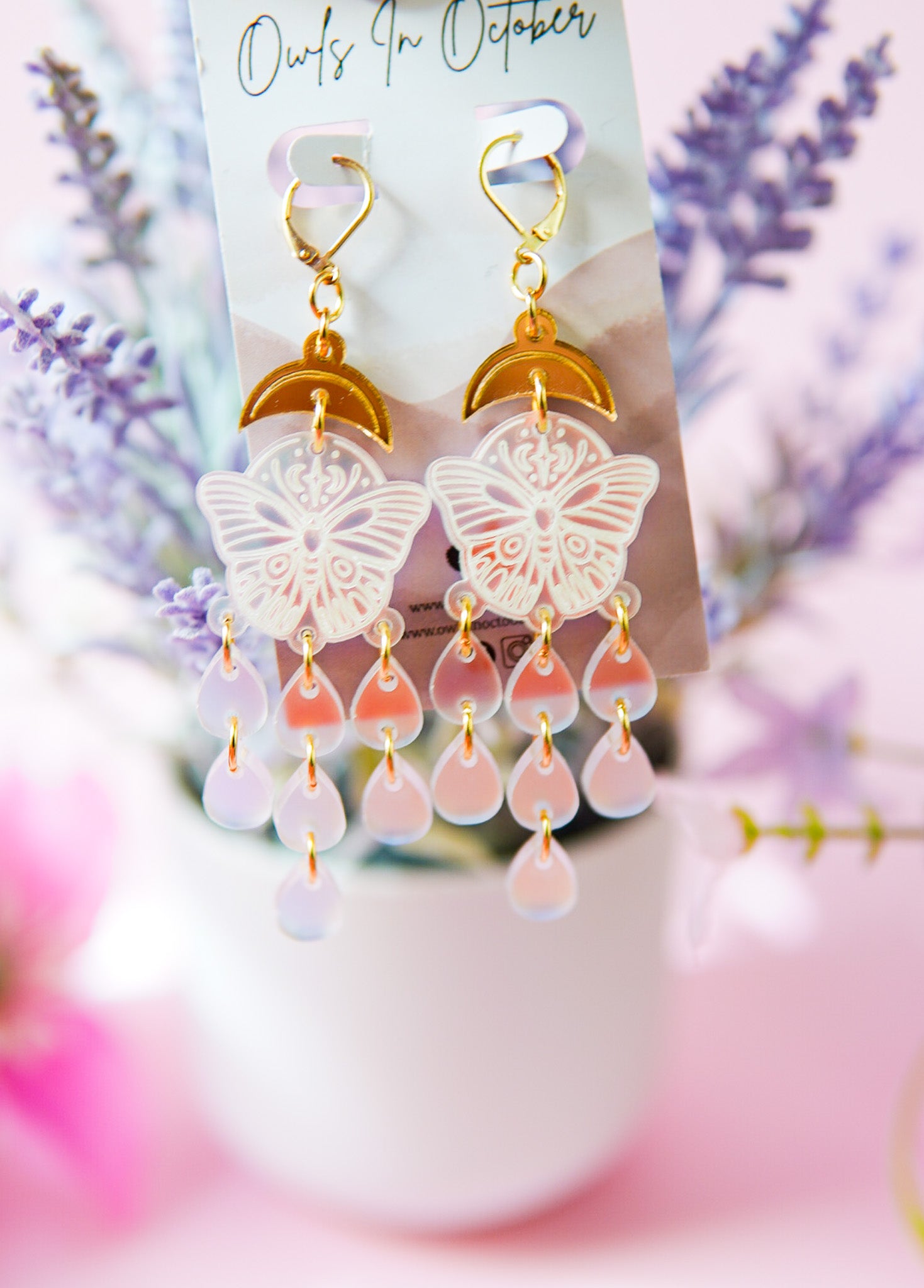 Lunar Moth Iridescent Earrings
