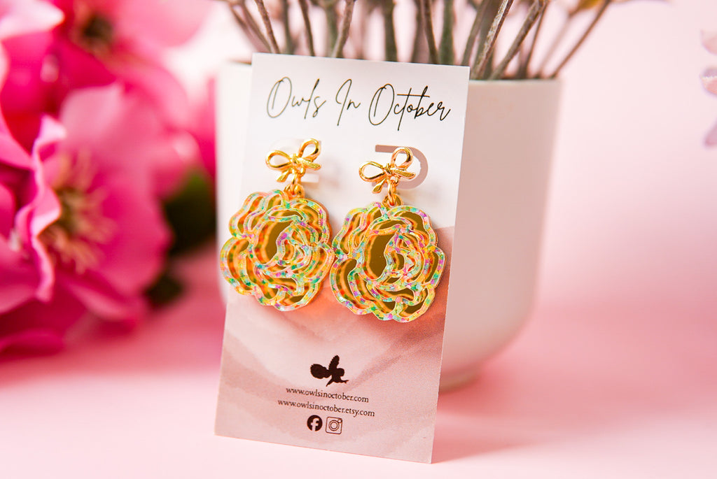 Spring Confetti Rose Earrings