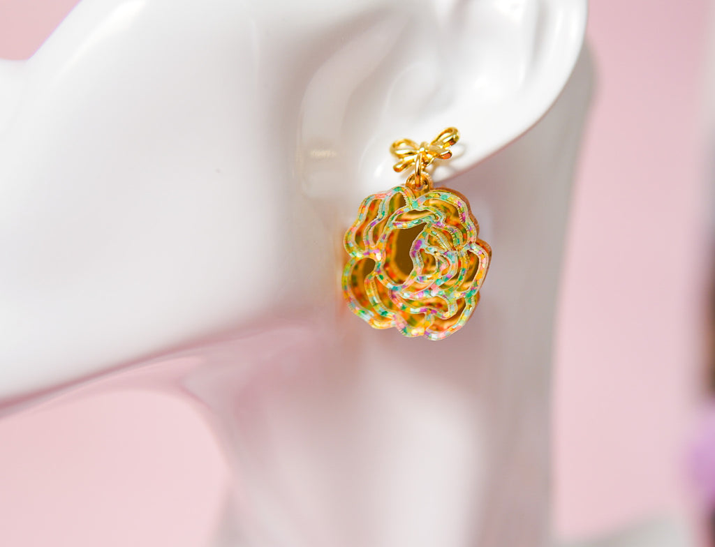 Spring Confetti Rose Earrings