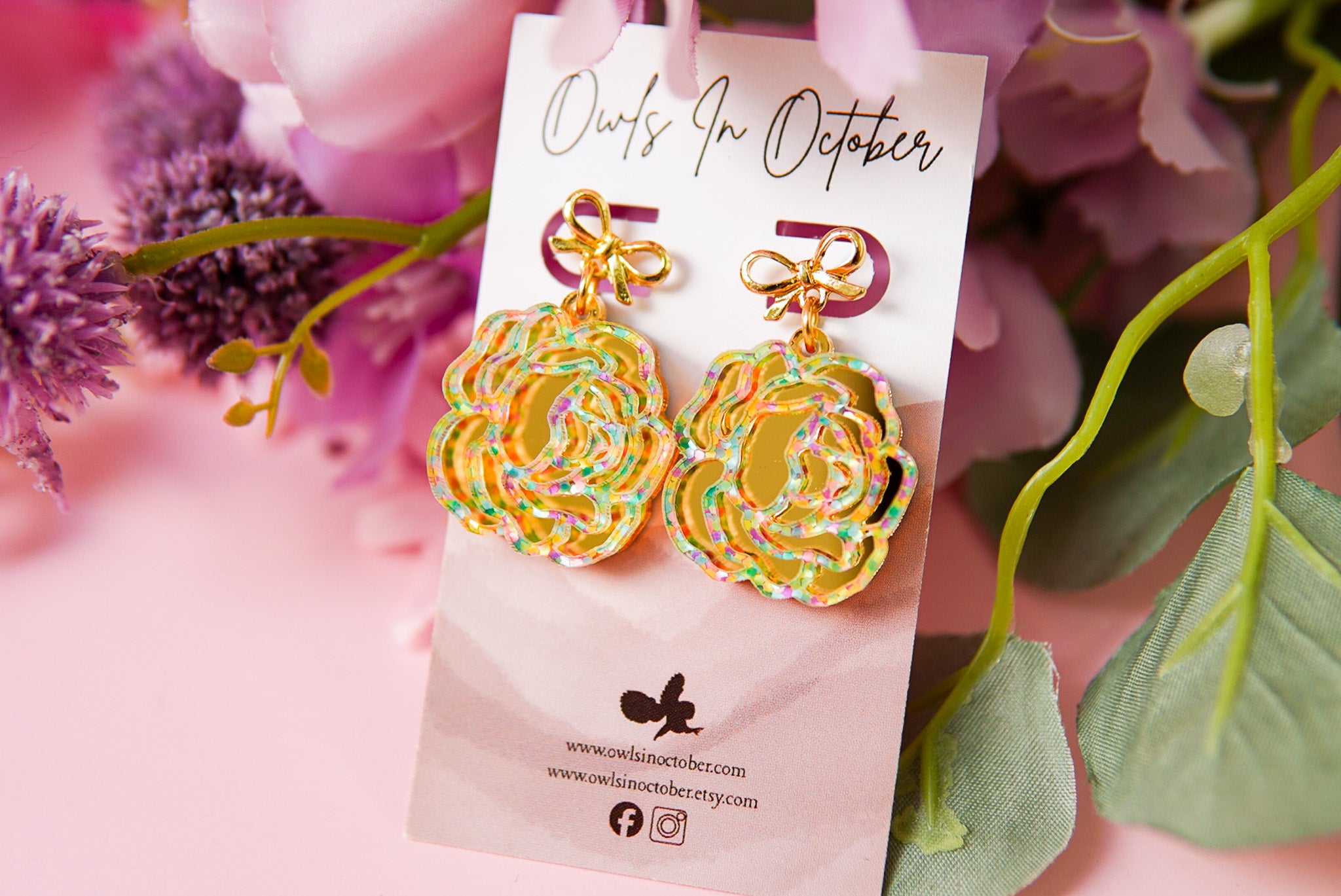 Spring Confetti Rose Earrings