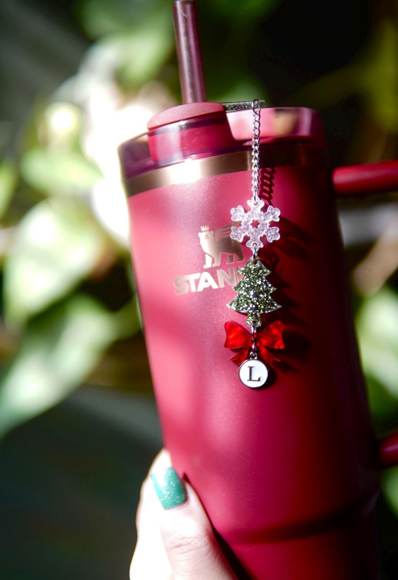 Christmas Tree Bow Tumbler Charm